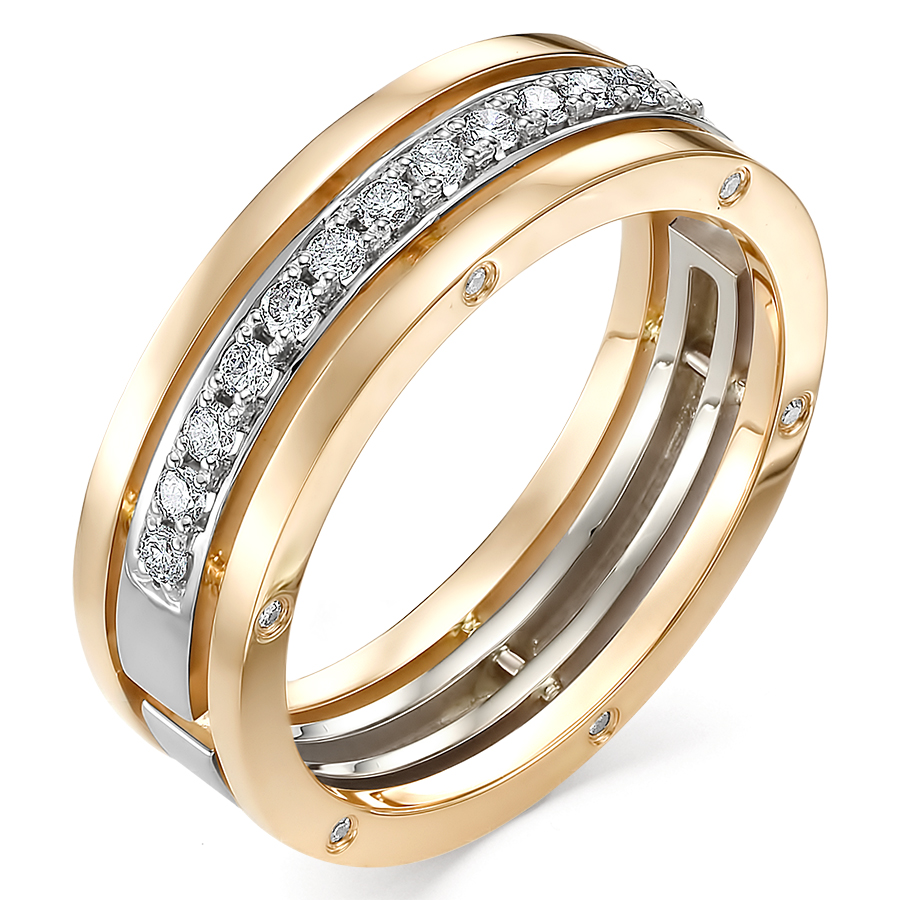 Кольцо, золото, бриллиант, красный, 904-110